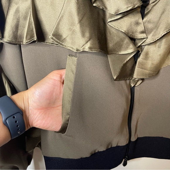 Cinq a Sept Women’s Leia Ruffle Bomber Jacket In Olive Size XS - Picture 16 of 17